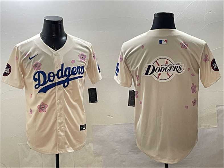 Mens Los Angeles Dodgers Team Big Logo Cream 2025 Tokyo Series Limited Stitched Jersey